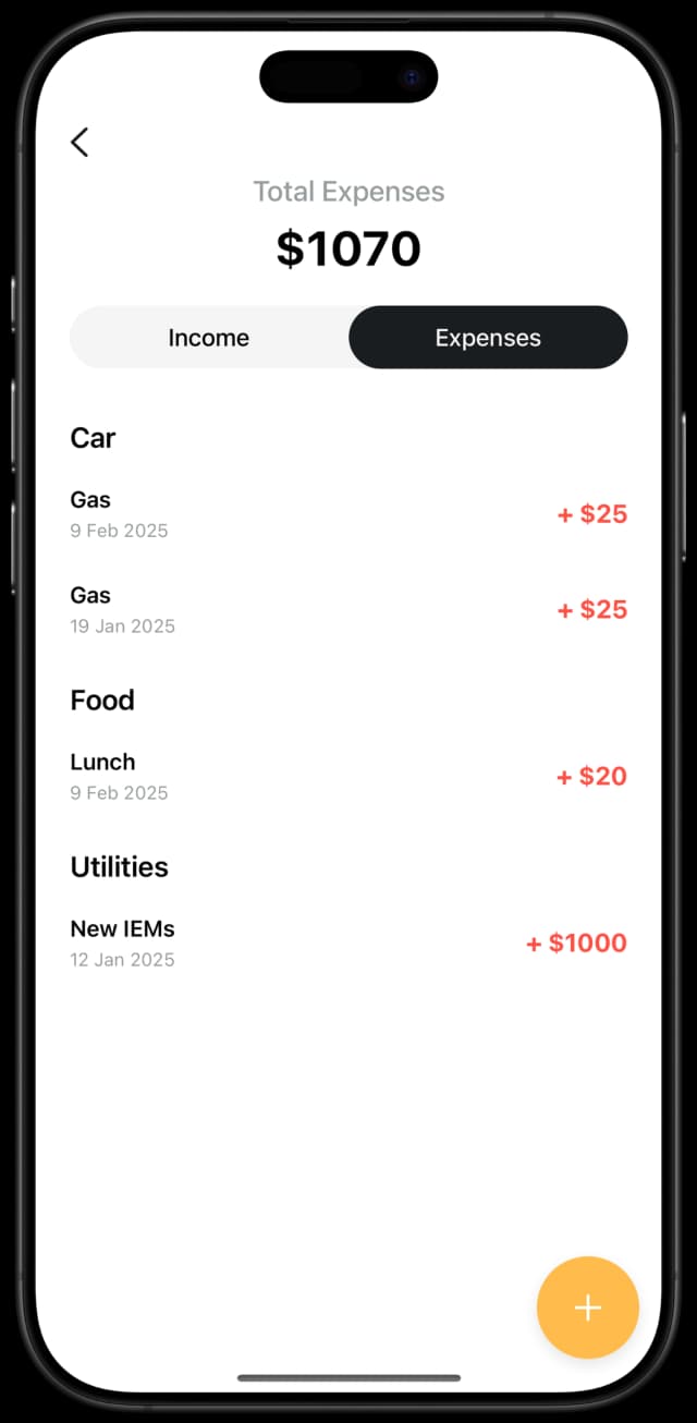 1099Buddy's expenses screen